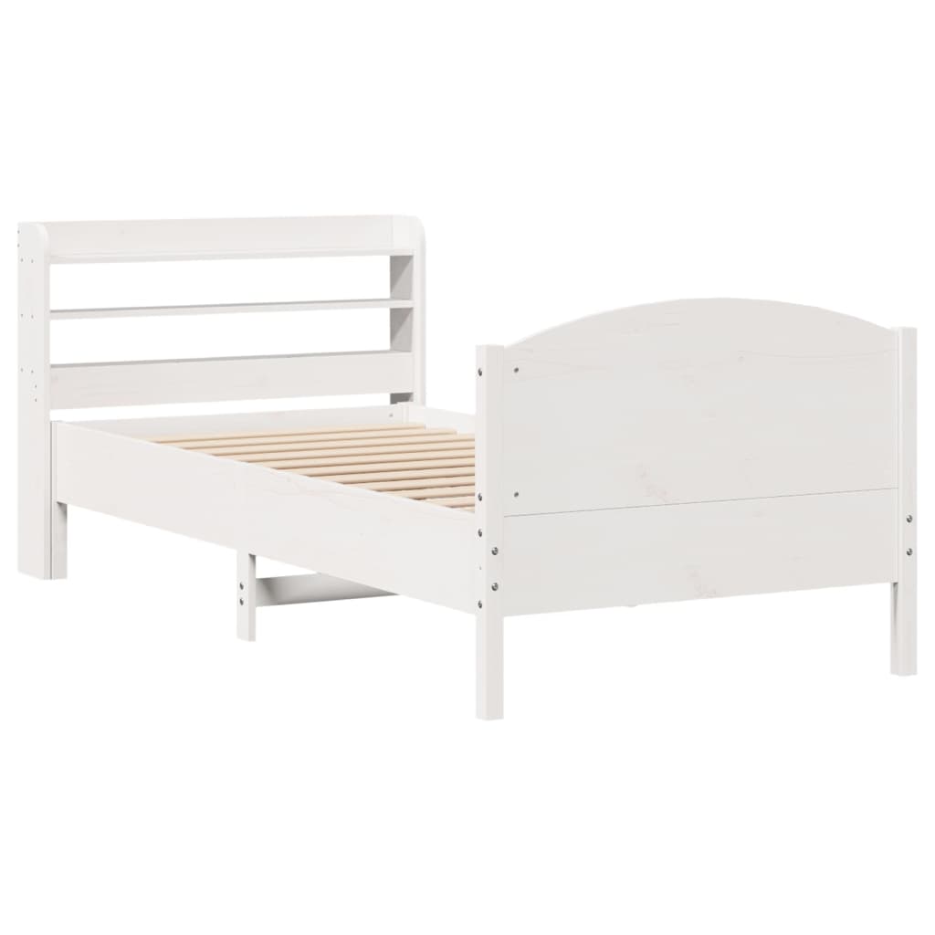 Bed Frame without Mattress White 75x190 cm Small Single Solid Wood Pine